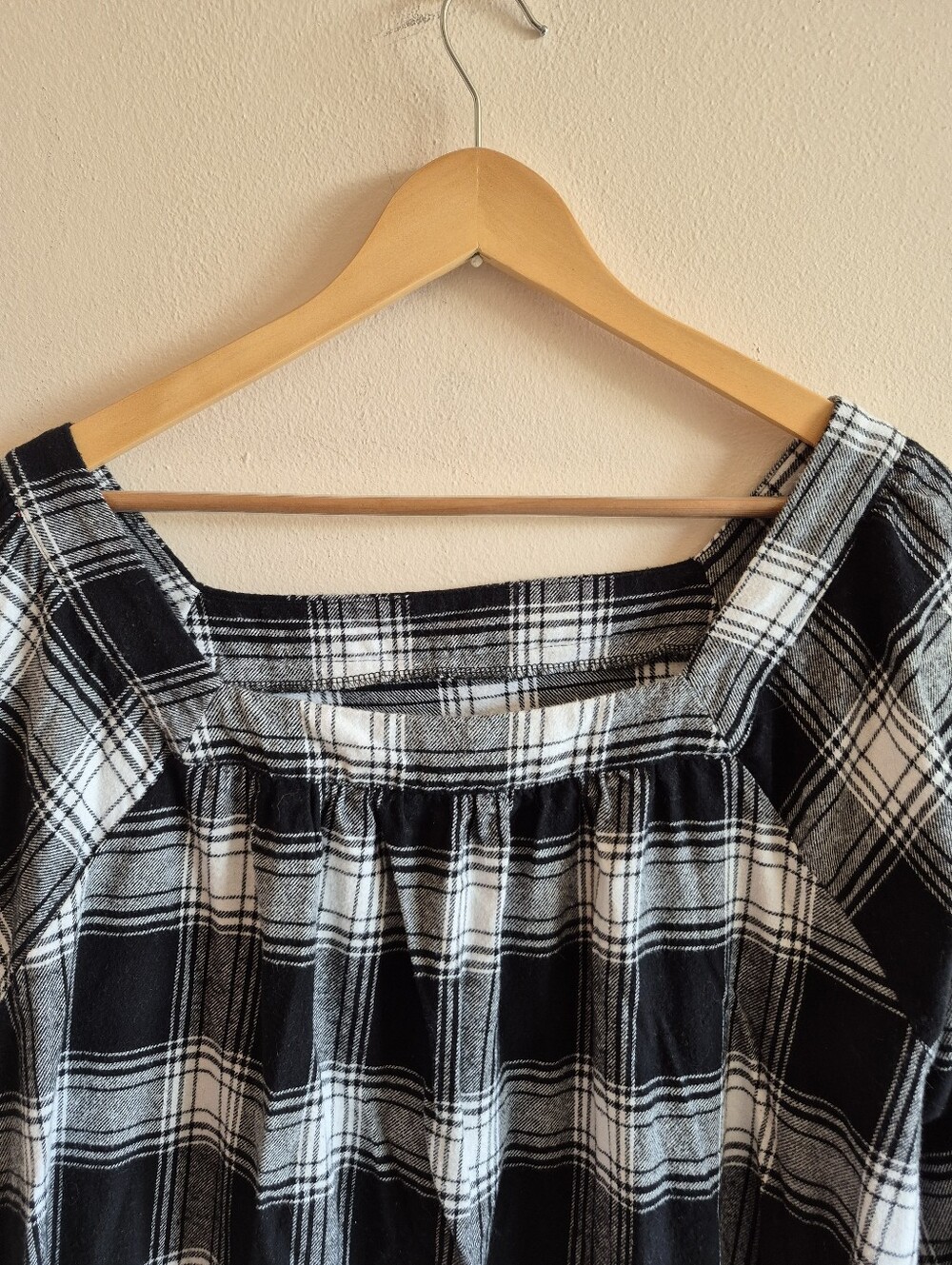 100% Cotton Plaid Nightgown Or Dress Square Neckline 4X - Picture 4 of 7
